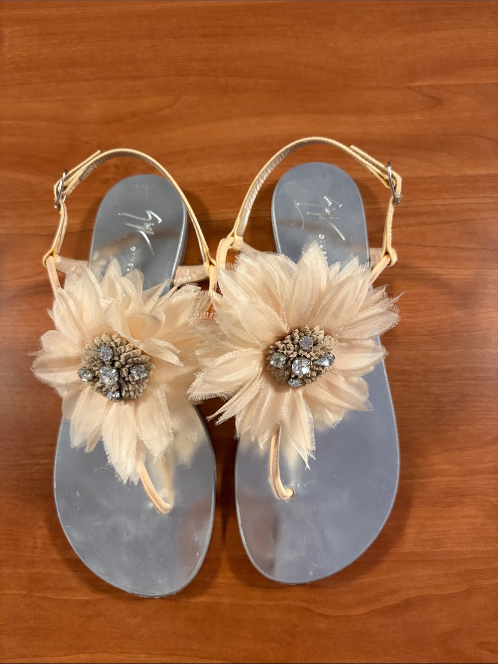 Dressy Floral Embellished Beige Women’s SandalsGiuseppiZanotti